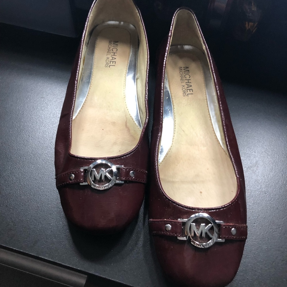 Patent Burgundy Michael Kors Flats 8.5